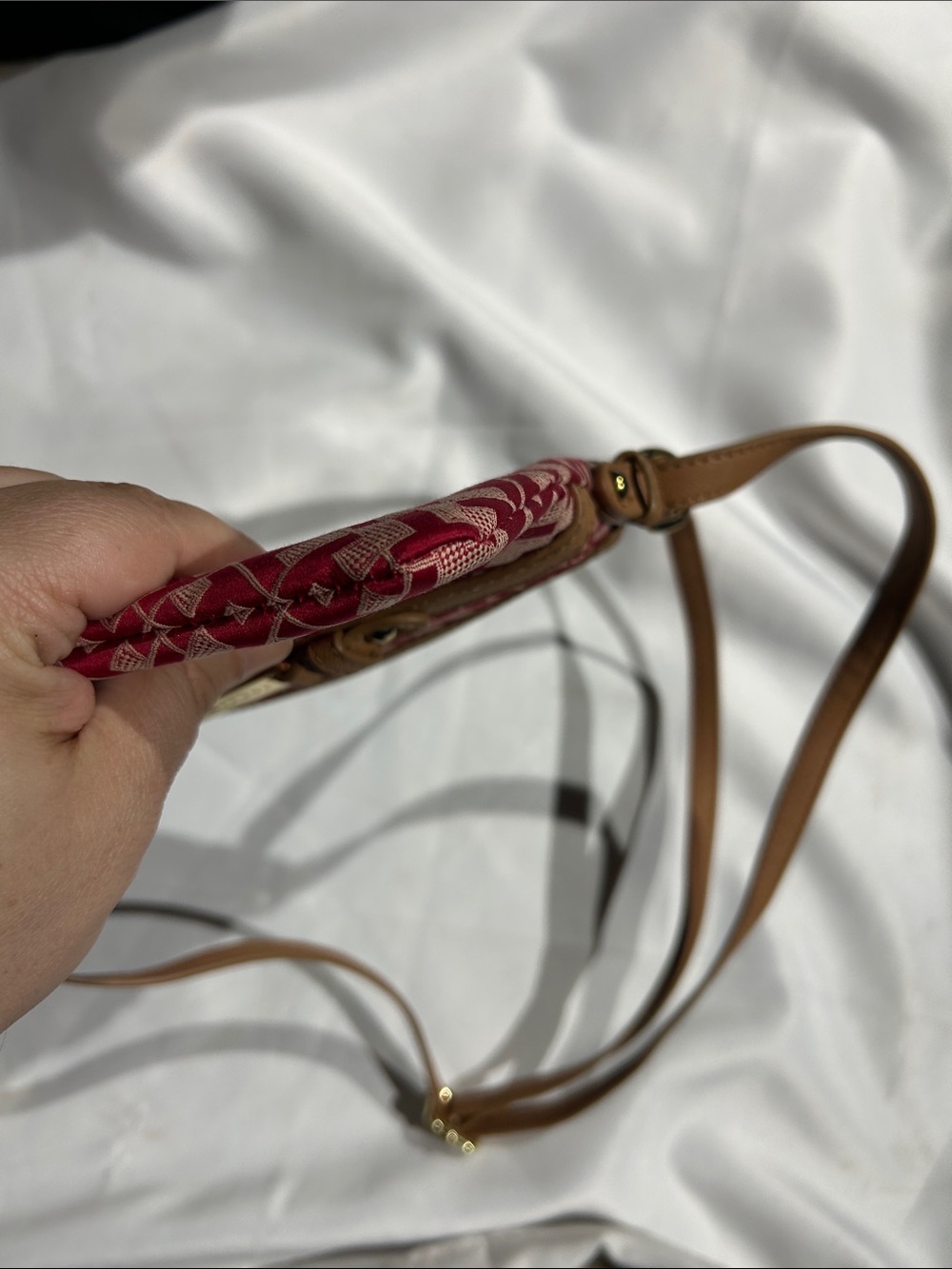 Tommy Hilfiger Red Patterned Crossbody with Tan Accents No Callouts - Picture 8 of 8